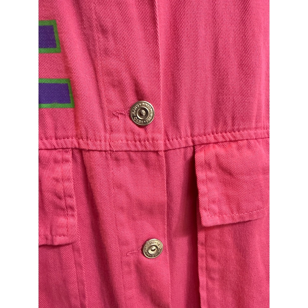 Veto Jeans Vintage Pink Denim Shirt Love Smile Graphic Button Down Oversized L - Picture 5 of 8